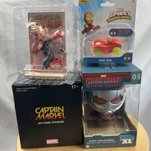 Marvel Antman XL Dorbs/Captain Marvel/Amazing Spidey Iron Man Car Toy Bundle
